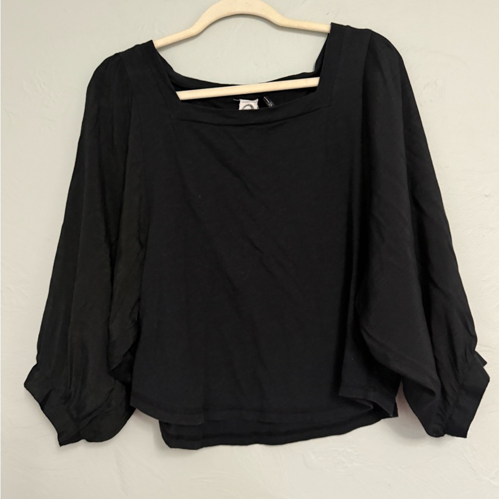 Anthropologie Black Blouse with Flowing Sleeves